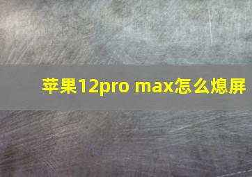 苹果12pro max怎么熄屏